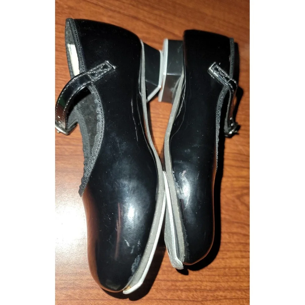 Revolution Dancewear Girls Black Patent Leather Strap Dance Tap Shoes 801 13 Ch